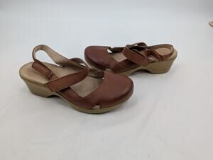 Alegria Women's Tarah Wedge Platform Sandal Cognac Leather 40 (US 9.5) Comfort